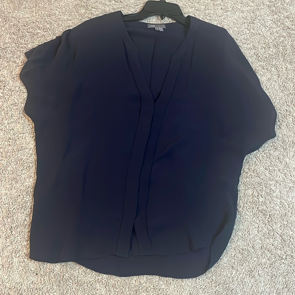 Vince Navy Silk Blouse
